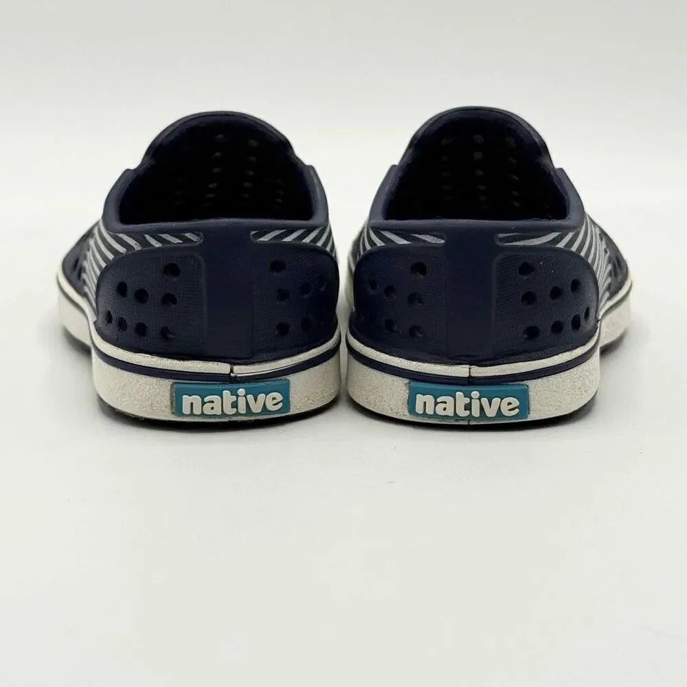 Native Miles Navy Blue Stripe Regatta Slip On Sandals - Toddler US C5
